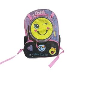 Kids Emoji Backpack Pink Glitter School Bag Small Youth Bookbag